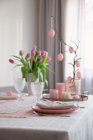 Easter pink vintage decor at homeの写真素材