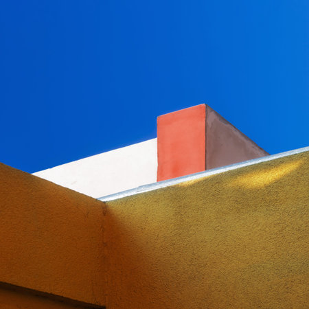 abstract building close up on background blue sky