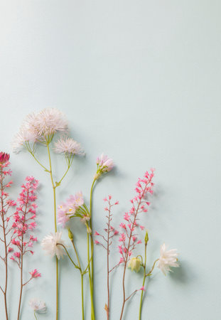 wild beautiful flowers on paper backgroundの写真素材