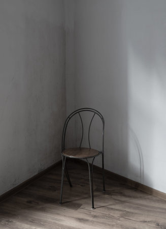 old chair in grunge corner indoorの写真素材