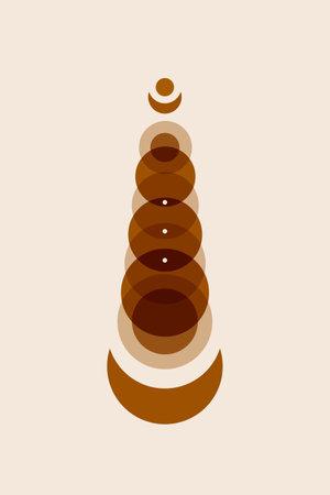 Mid-century modern minimalist print with modern geometry sun moon energy. Vector illustration. The posterのイラスト素材