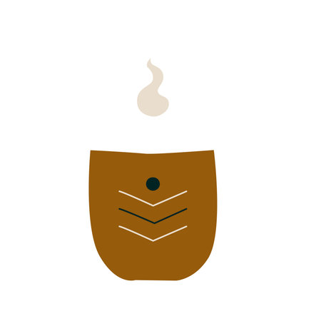 Ceramic mug with a hot drink. A porcelain cup with tea or coffee with smoke or steam. Vector...