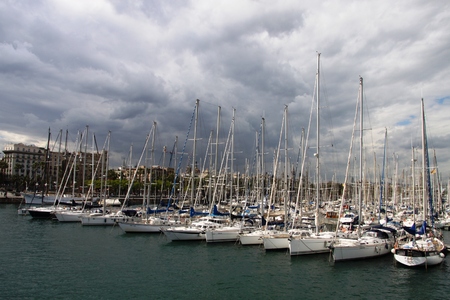 Port Vell harbor area. Barcelona, Catalonia, Spain.のeditorial素材