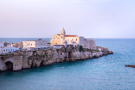 View over historic old town and church of San Francesco in Viesteの写真素材