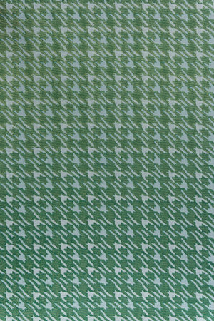 Flat, two-tone background with a contrasting stylized houndstooth pattern. Dark green motif combined...