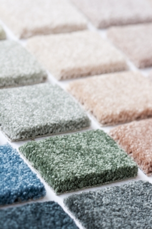 Carpet samples in many shades and colors の写真素材