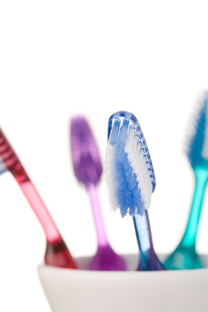 Toothbrushes isolated on white backgroundの写真素材