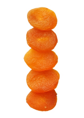 Dried apricots isolated on white background, close upの写真素材