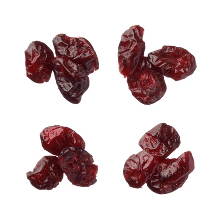 Dried cranberries isolated on white backgroundの写真素材
