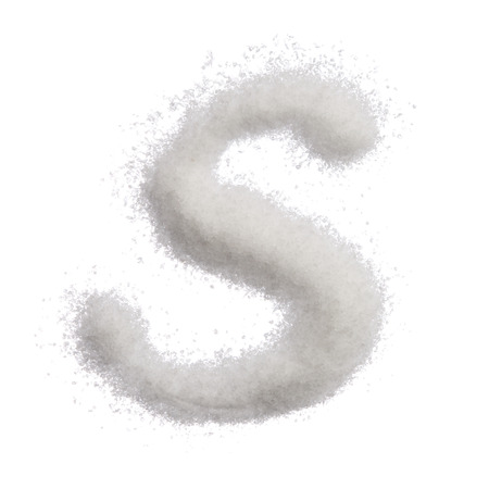 Sea salt letter s isolated on white top viewの写真素材