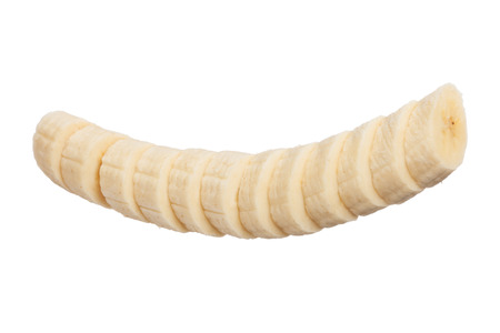 Banana slices isolated on white background, close upの写真素材