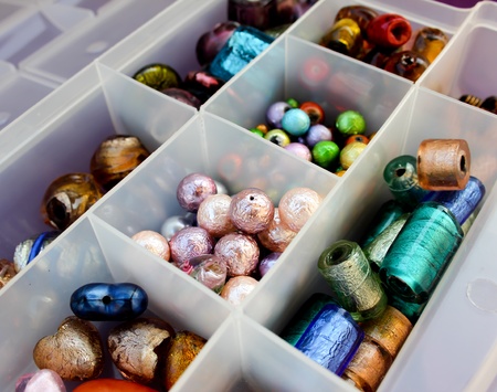 Some coloured beads to make jewelryの写真素材