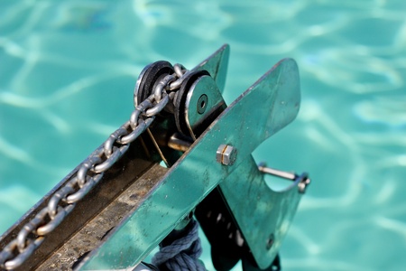 Anchor on a boatの写真素材
