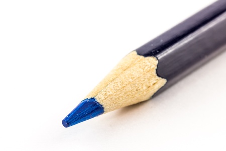 A Blue pencil sharp on a white backgroundの写真素材