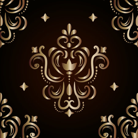 Golden ornament on dark background for premium design. Vector illustrationのイラスト素材