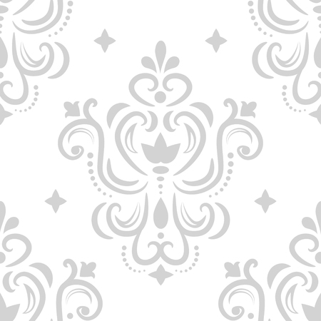 Seamless ornamental light gray pattern on white background. Vector illustrationのイラスト素材