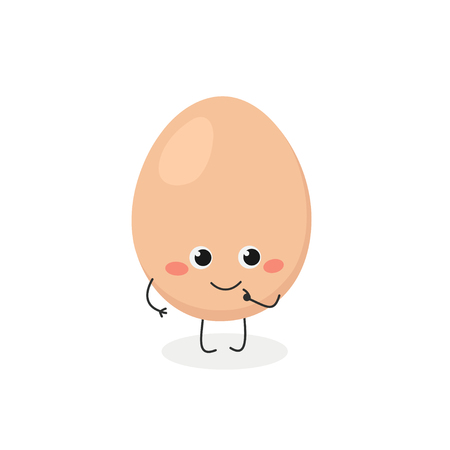 Vector flat illustration of adorable cartoon egg character, isolated on white backgroundのイラスト素材