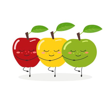 Funny apples dancing Swan Lake vector illustrationのイラスト素材