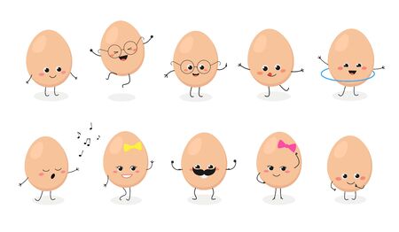 Emoticon with cartoon egg characters vector setのイラスト素材
