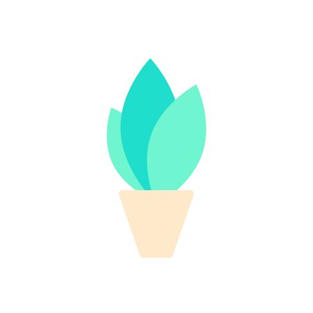 Houseplant in a pot icon in flat style. Vector illustration isolated on white backgroundのイラスト素材