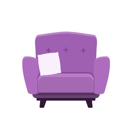 Chair icon with pillow in flat style. Vector illustration isolated on white backgroundのイラスト素材