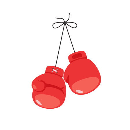 Hanging boxing gloves flat design vector illustrationのイラスト素材