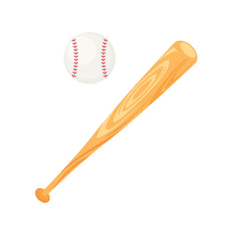 Baseball bat and ball in flat styleのイラスト素材