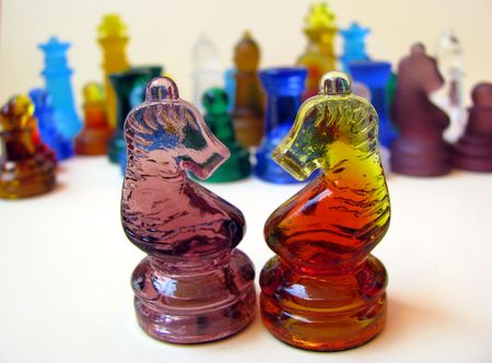 chess made of glassの写真素材