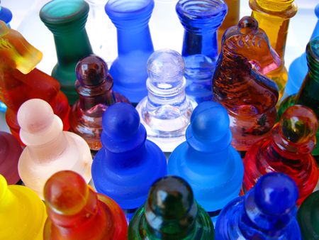 chess made of glassの写真素材