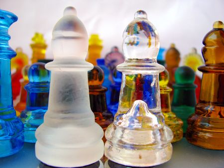 chess made of glassの写真素材