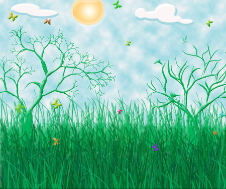 3d summer day backgroundのイラスト素材