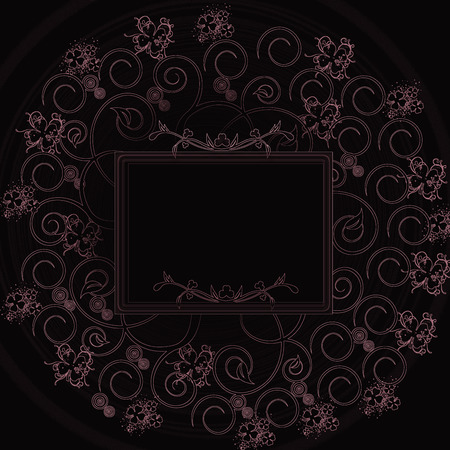 floral shapes on black backgroundのイラスト素材