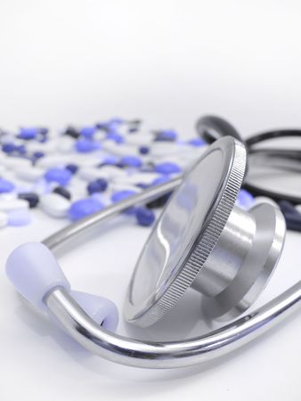 pills and stethoscopeの写真素材
