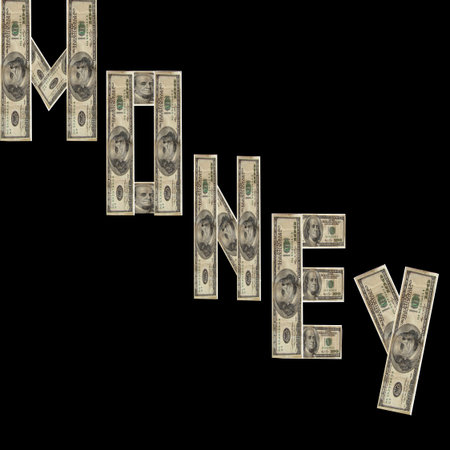 word money, was written in letters made of dollar の写真素材