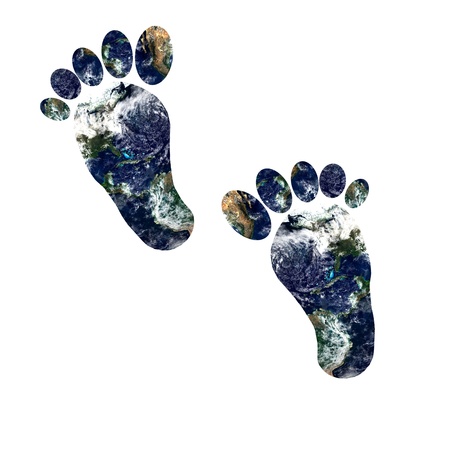foot made of earth-n traveling conceptの写真素材