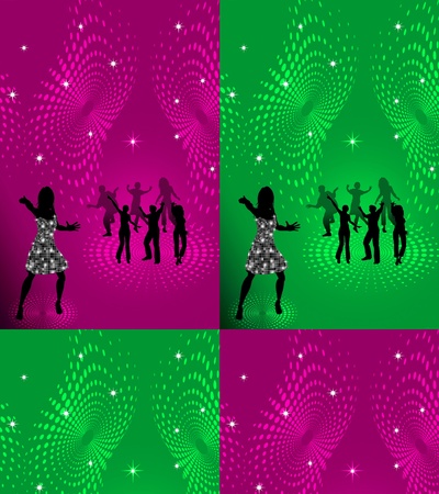 background with people dancing in night-club, disco-ball and glitters の写真素材