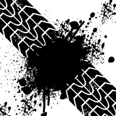 Black tire track banner の写真素材