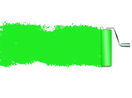 colored paint and roller の写真素材