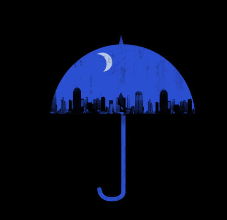 city night under the umbrella の写真素材