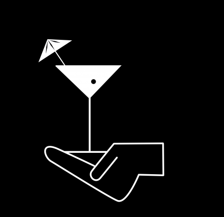 cocktails in hand icons - waiter s hands with ordersの写真素材