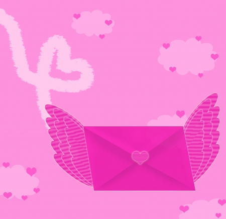 flying love envelopeの写真素材