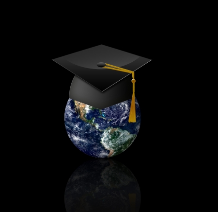 Master s cap for graduates in the globe - Elements of this image furnished by NASA の写真素材