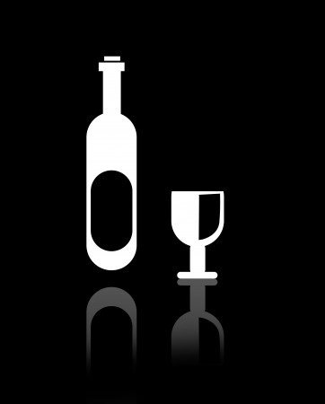 Botlles icon and glasses iconの写真素材