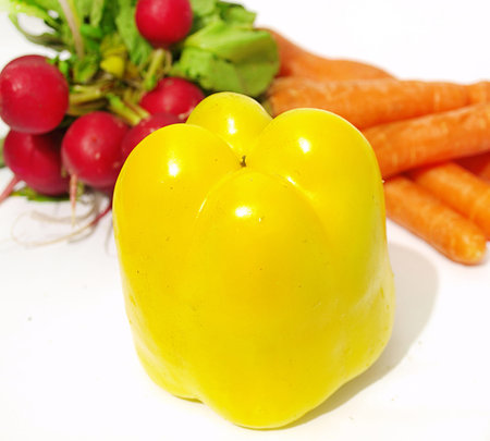 sweet pepper , carrots and radishes       