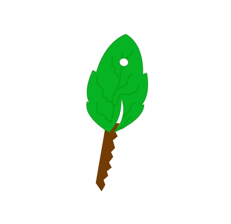 ecological concept-key made of leaf and woodの写真素材