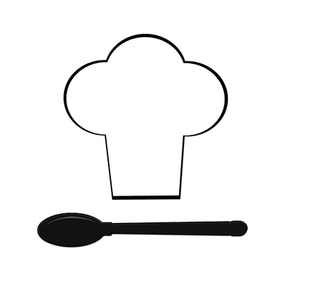 Silhouette of chef holding serving tray の写真素材