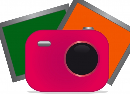 illustration of photo camera with pictures の写真素材