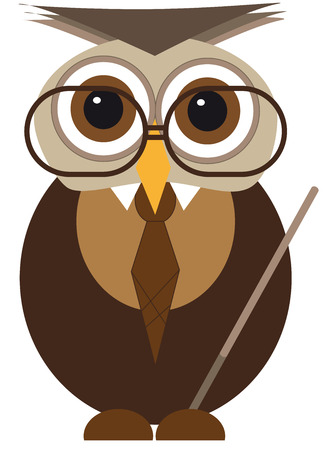 cute owl with glasses isolated on white background の写真素材