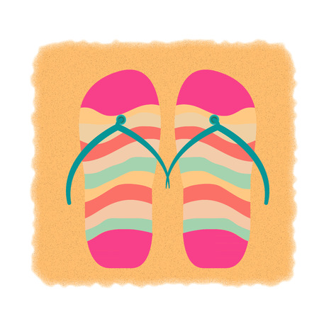 Pair of flip-flops isolated on a sandの写真素材