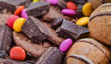 chocolate,candy and cookiesの写真素材